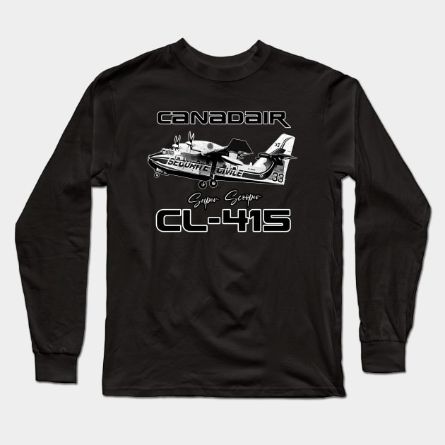 Canadair cl-415 Super Scooper firebomber Aircraft Long Sleeve T-Shirt by aeroloversclothing